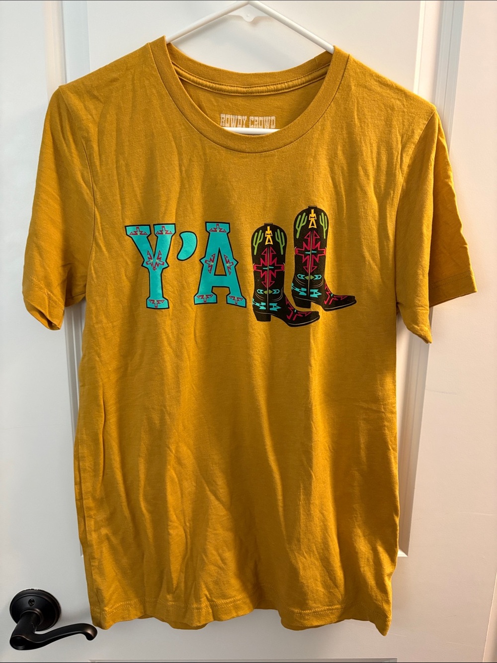 Y’ALL T-shirt by Rowdy Crowd Clothing. Mustard